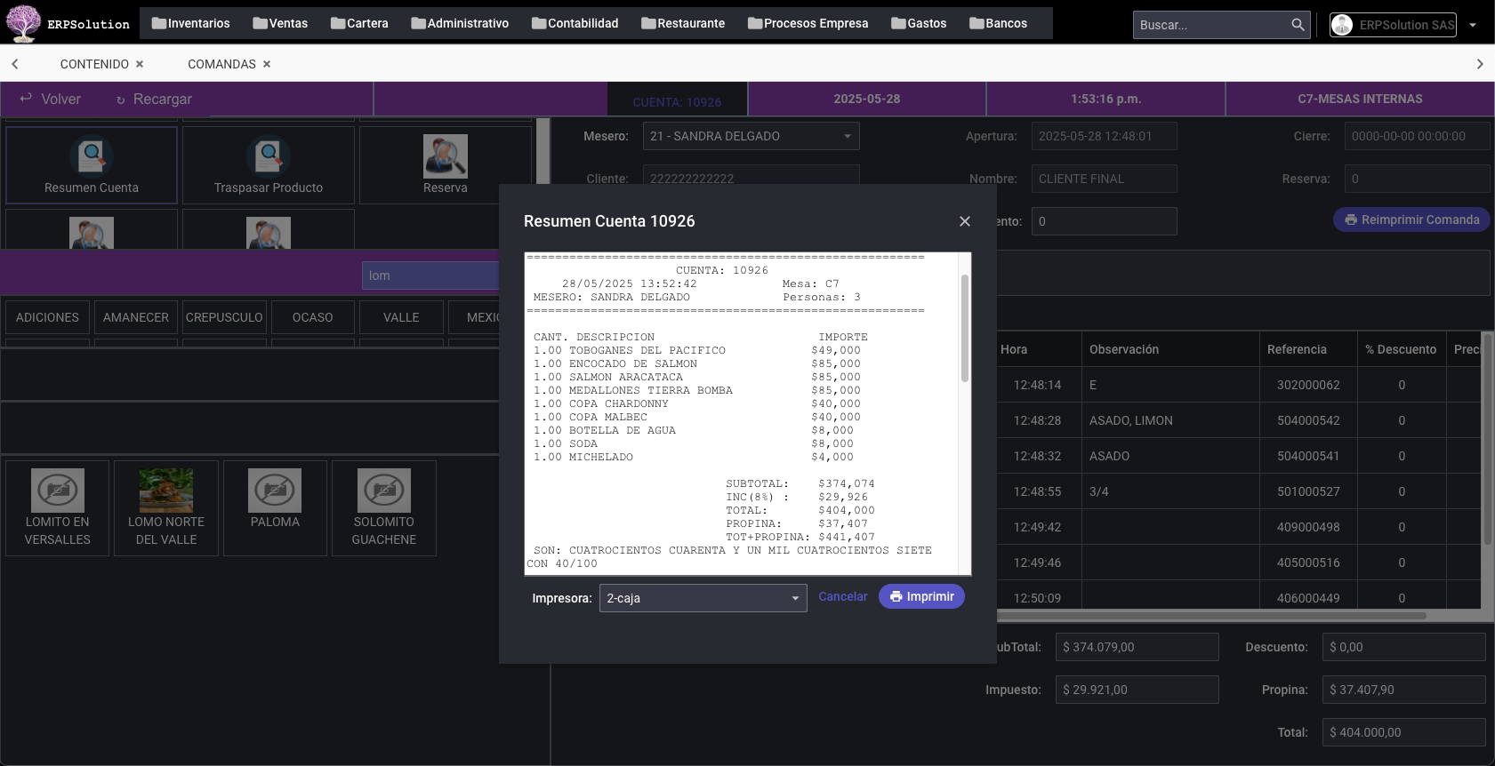 ERPSolution Comandas